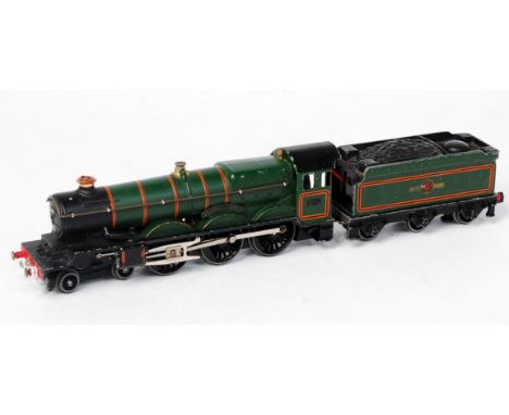 A Hornby Dublo 3-rail 'Bristol Castle' engine and tender, some paint loss to raised edges and one cabside number plate (G)