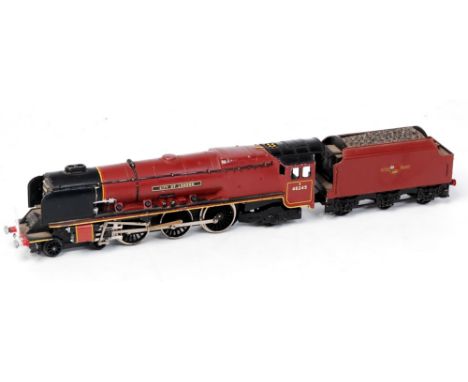 A Hornby Dublo 2-rail 2226 BR maroon 'City of London' engine and tender, some small losses to paintwork (G)