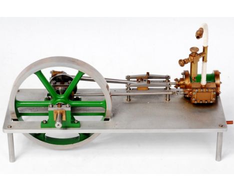 A very well made horizontal mill type steam engine, constructed from brass, gun metal and steel components, comprising of sin