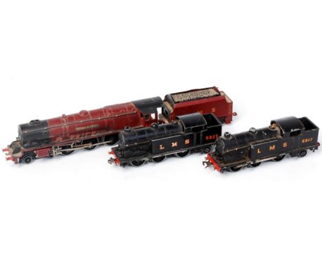 Hornby Dublo 3-rail LMS maroon 'Duchess of Atholl' engine and tender together with LMS serif and sans serif 0-6-2 tank engine