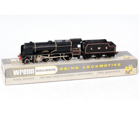 A Wrenn Railways W2261 LMS black Royal Scot class engine and tender 'Blackwatch' with instructions, packer No. 2 on box base 