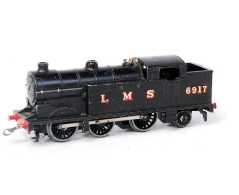 A prewar Hornby Dublo 3-rail LMS black 0-6-2 tank engine, good for age (G)