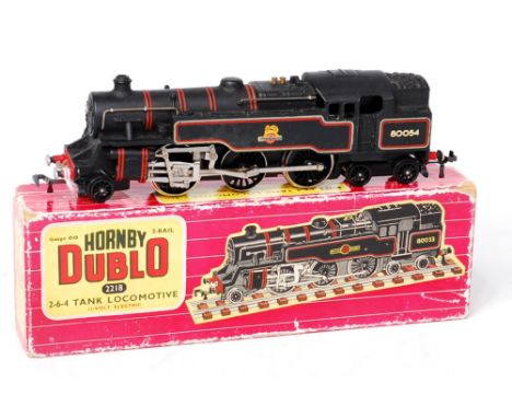 A Hornby Dublo 2218 2-6-4 tank engine box with instructions and test tag (BG), containing a two-rail 80054 locomotive (NM)