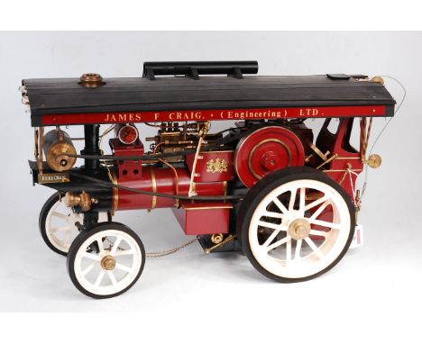 Markie Models Spirit Fired Scenic Showmans Engine, 1/10th scale finished in maroon with brass fittings, cream spoked road whe