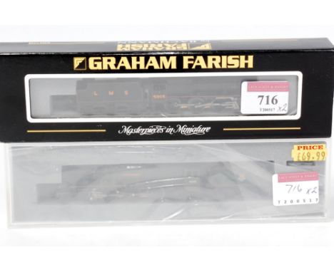 N gauge LMS black class 5 engine and tender (NM-BNM) and a BR green City of London engine and tender missing outer card wrapp
