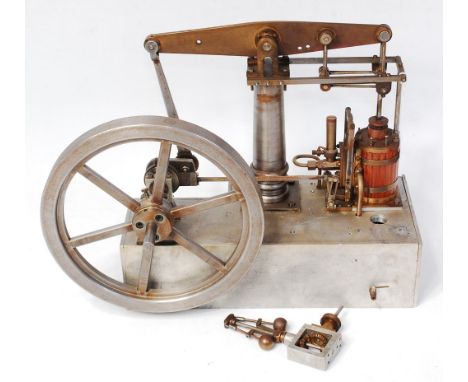 Scratch built (needs finishing and or painting) a full Beam engine from steel and alloy with brass bean, wood clad cylinder 1