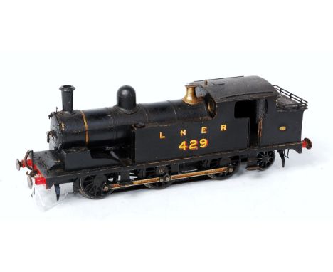 Ex North Eastern black 0-6-2 tank engine as LNER 429 fitted with can motor and skate pickup, paintwork  could be improved (F-