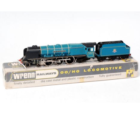 A Wrenn Railways W2229 BR blue 'City of Glasgow' engine and tender, with instructions, box lid has tape repairs (G-BP)