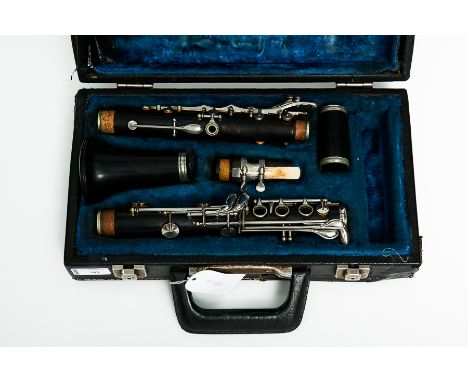 BOOSEY AND HAWKES OF LONDON EMPEROR CLARINET
with its mouthpiece and case, 68cm long