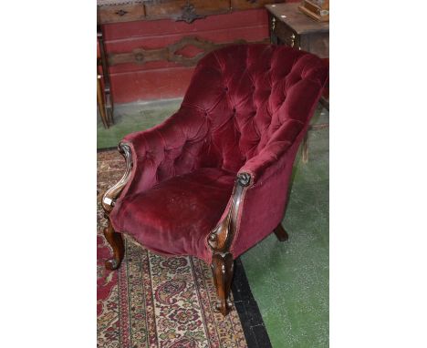 A Victorian rosewood button back chair C1840