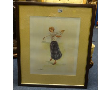 A pair of golfing prints 'Cecil Leitch' and 'Bobby Jones' after J.J Hopbirds, approx 42cm x 35cm.