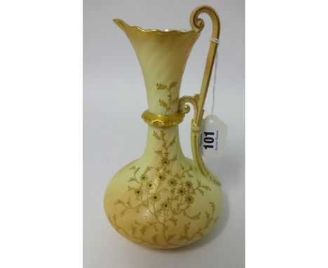 Worcester, Royal China Works, blush ivory porcelain jug with gilt decoration, height 20cm.