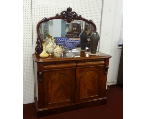 A Victorian mahogany and mirror back chiffonier, width 122cm.