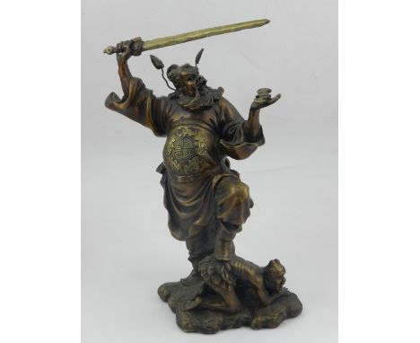 A Japanese bronze figure of a Samurai warrior. 