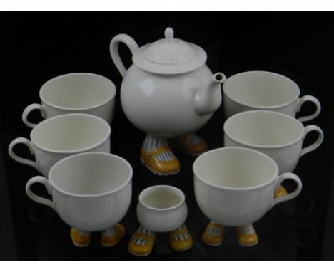 A 1970s Carlton ware lustered walking tea service, to include six cups, tea pot and sugar bowl