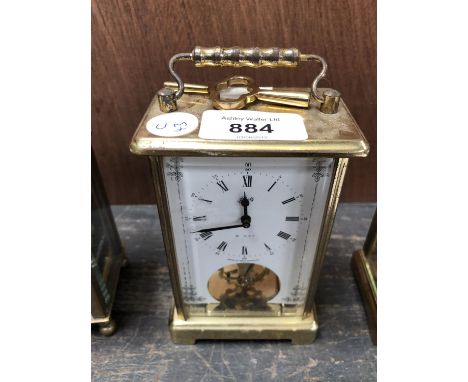 A MODERN 'SCHATZ' GERMAN 8 DAY CARRIAGE CLOCK WITH KEY 