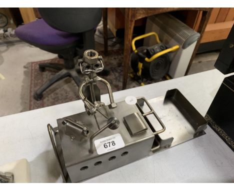 A METAL NUTS AND BOLTS DESKTOP ROBOT OFFICE WORKER MODEL 