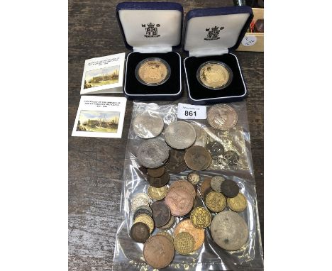 A MIXED GROUP OF VINTAGE COINAGE, TWO PROOF MANCHESTER SHIP CANAL COINS WITH C.O.A ETC 