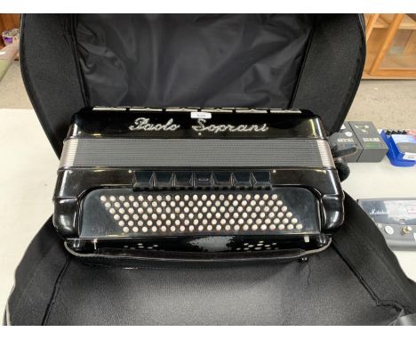 A ' PAOLO SOPRANI ' FIVE ROW CHROMATIC BUTTON ACCORDION , WITH DIGITAL MIDI INTERFACE BUILT IN AND 120 BASS EQUALIZER, 12 TRE