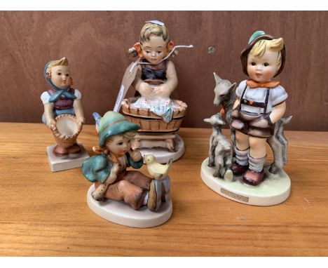 FOUR CERAMIC FIGURES TO INCLUDE FRIEDEL BAVARIA, 'HUMMEL' ETC 