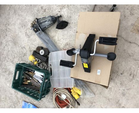 A MIXED GROUP OF ITEMS - CABLES, TOOLS ETC 