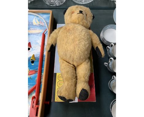 A VINTAGE TEDDY BEAR AND FURTHER MODEL PLANE TOY 