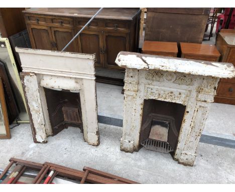 TWO HEAVY VINTAGE CAST IRON FIRE PLACES 