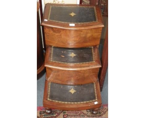 A Victorian step commode with inset leather panels