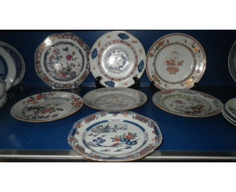 A group of Chinese famille rose and Imari plates