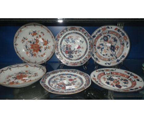 A collection of six Imari type plates