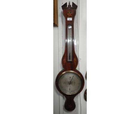 A George III mahogany wheel barometer, the steel dial inscribed "C.J. SCHALFINO TAUNTON"