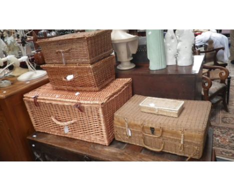 A Vintage wicker picnic hamper and others similar