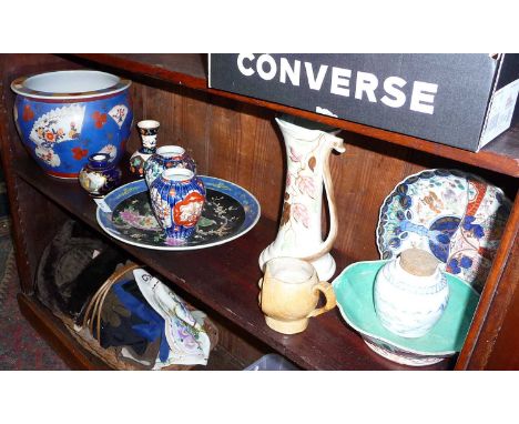 Collection of assorted modern Chinese porcelain including a fish bowl together with a 1950's Radford pottery vase