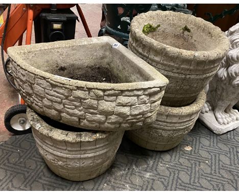 3 CONCRETE POTS &amp; 1 PLANTER