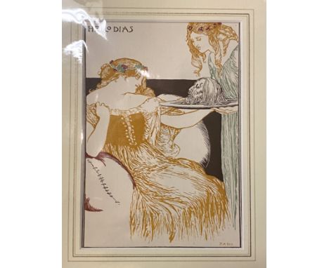 HERODIAS - COLOUR LITHOGRAPH BY ROBERT ANNING BELL - PUBLISHED IN STUDIO - MOUNTED