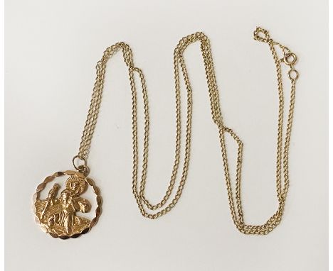 9CT GOLD ST CHRISTOPHER WITH 24'' CHAIN - APPROX 9 GRAMS