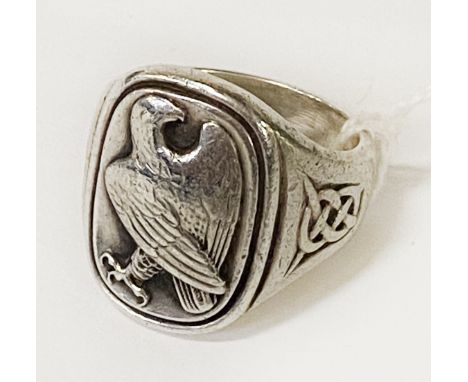 A GEORG JENSEN EAGLE RING SIZE Q IN ORIGINAL BOX