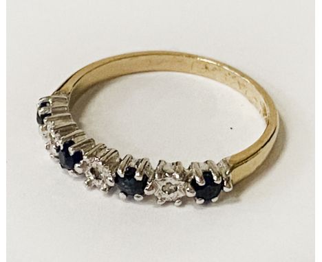 9CT GOLD SAPPHIRE &amp; DIAMOND RING - SIZE L - 1.7 GRAMS APPROX