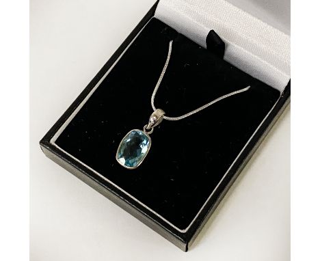 STERLING SILVER TOPAZ PENDANT &amp; CHAIN