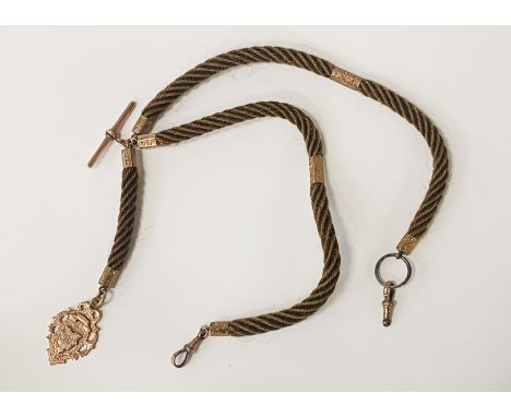 9CT ROSE GOLD ALBERT CHAIN INTERTWINED WITH HUMAN HAIR