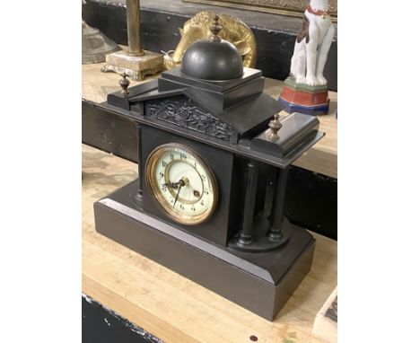 BLACK SLATE MANTLE CLOCK 