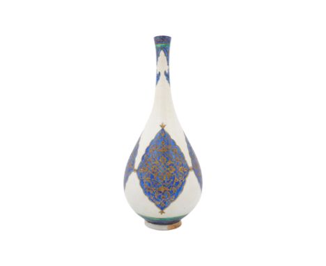 AN ISLAMIC-REVIVAL KUTAHYA-STYLE GILT POTTERY VASE Possibly Samson manufacture, France, late 19th centuryOf slender pyriform 