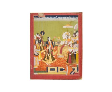THE HINDU GODDESS DURGA ENTHRONED PROPERTY FROM A CANADIAN COLLECTION Kotah or Bundi, Rajasthan, North-Western India, late 18