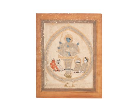 THE CHURNING OF THE OCEAN OF MILK (SAMUDRA MANTHANA) PROPERTY FROM A CANADIAN COLLECTION Possibly Jaipur or Bikaner, Rajastha