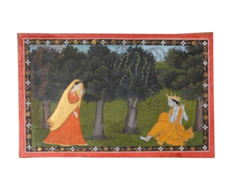 KRISHNA AND RADHA MEETING IN THE FOREST PROPERTY FROM A CANADIAN COLLECTION Kangra, Pahari Hills, Northern India, second half
