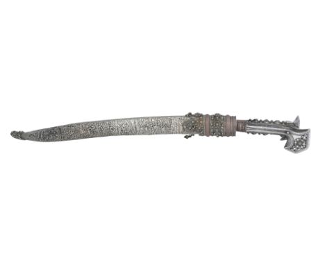AN OTTOMAN BALKAN YATAGAN SWORD WITH SILVER SCABBARD The Balkans, Ottoman Western Provinces, dated 1225 AH (1809 - 10 AD)With
