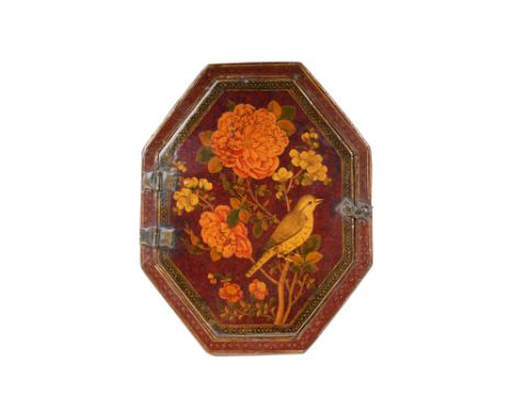 A QAJAR POLYCHROME-PAINTED LACQUERED PAPIER-MÂCHÉ MIRROR CASE PROPERTY FROM A PRIVATE BRITISH COLLECTION Iran, 19th centuryOf