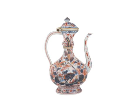 AN ENAMELLED AND GILT JAPANESE-REVIVAL IMARI-STYLE POTTERY EWER Possibly Samson, France, late 19th centuryOf typical compress