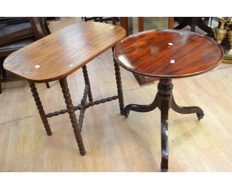 George III mahogany wine table along with 19th Century side table, with bobbin turned legs