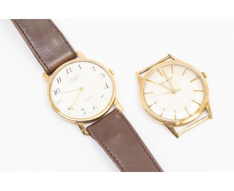 Two vintage watches to include a 9ct gold gents Rotary Incabloc, manual wind, round cream dial with painted Arabic markers, c